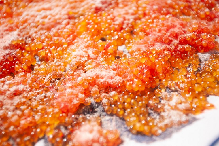 loose roe with borax ready to be made into roe bags