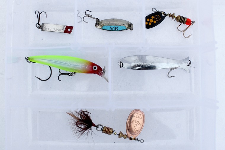 Various creek fishing lures for trout