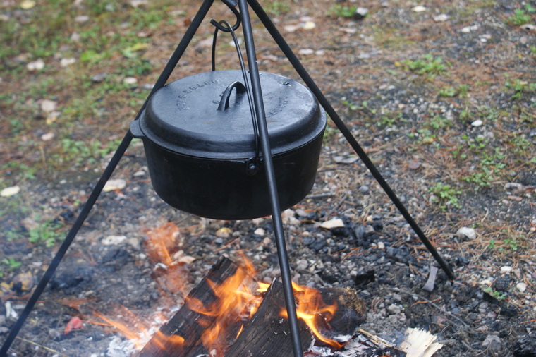 dutch oven over a fire