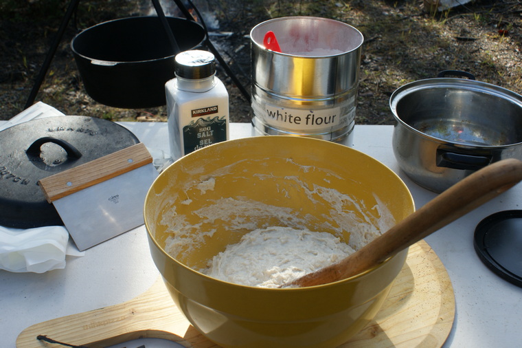 bread dough being prepared