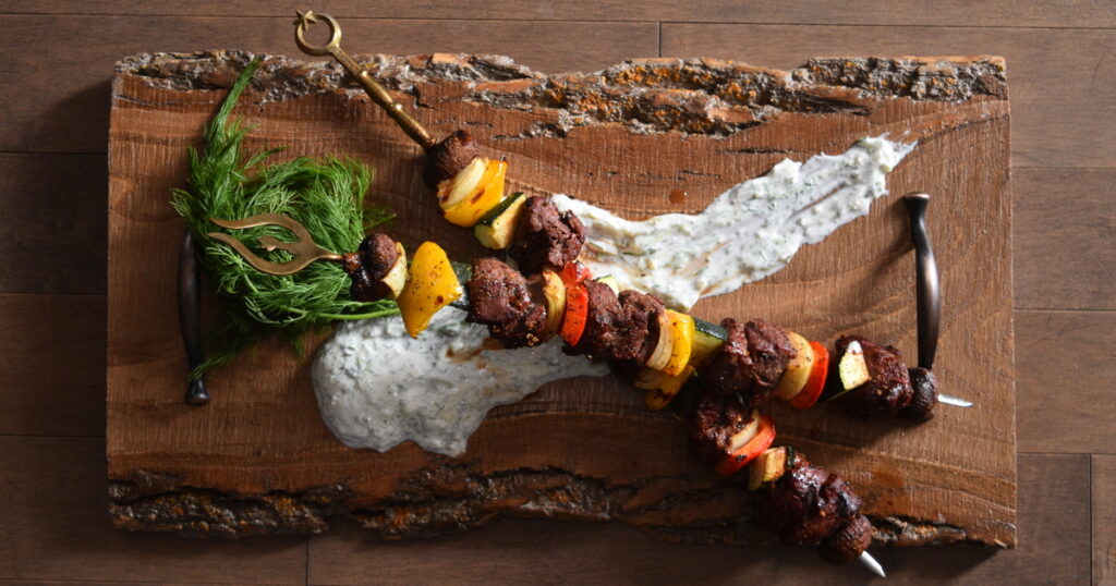 Grilled venison kebabs