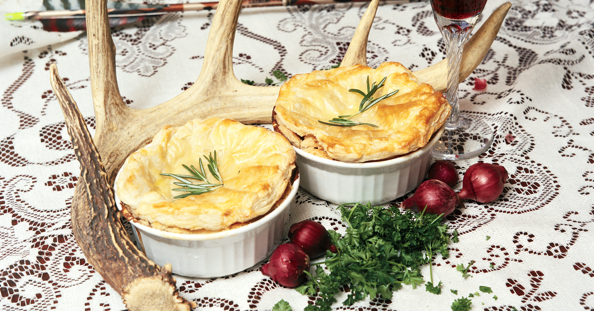 Venison steak and beef kidney pie