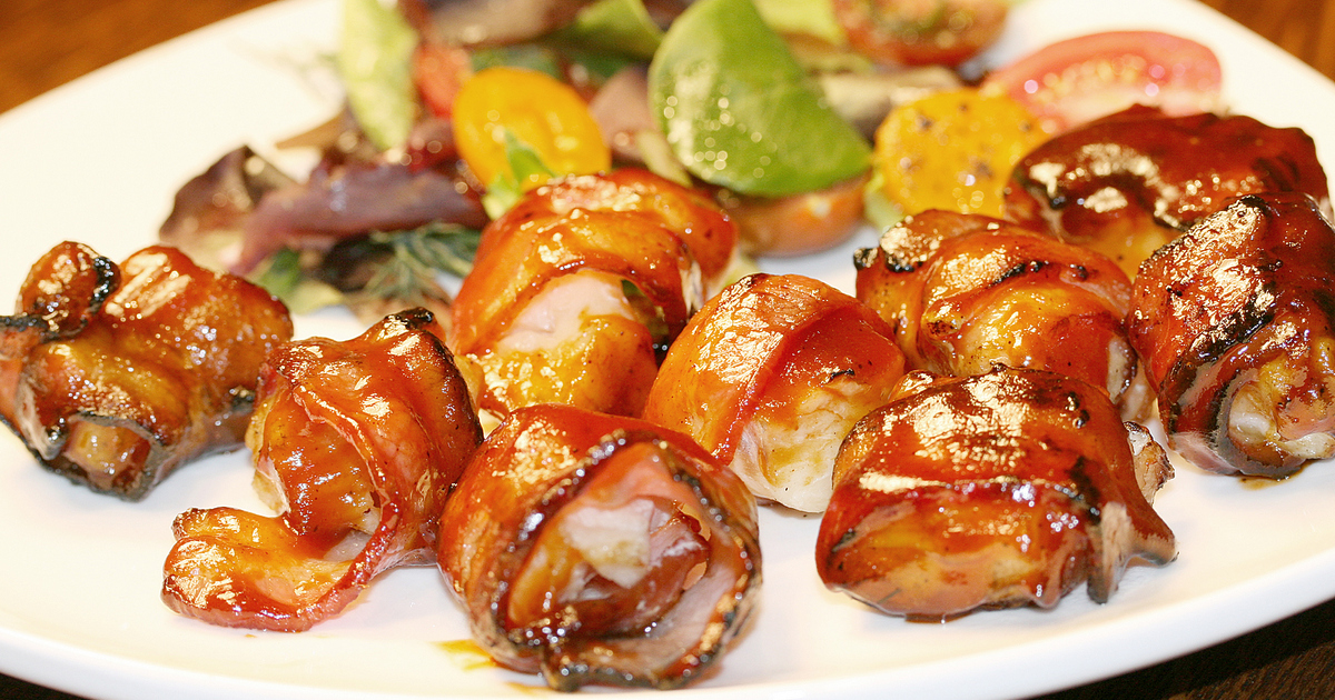 Barbecue bacon wrapped walleye