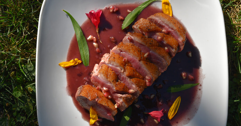 mallard with pomegranate sauce