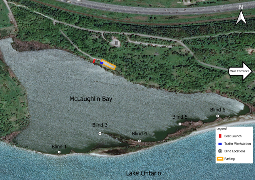 Map of Darlington Provincial Park Waterfowl Hunt